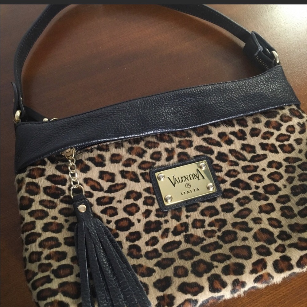 Valentina genuine leather and Animal Print Purse